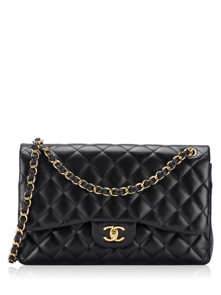 Lambskin Jumbo Classic Double Flap Bag Black