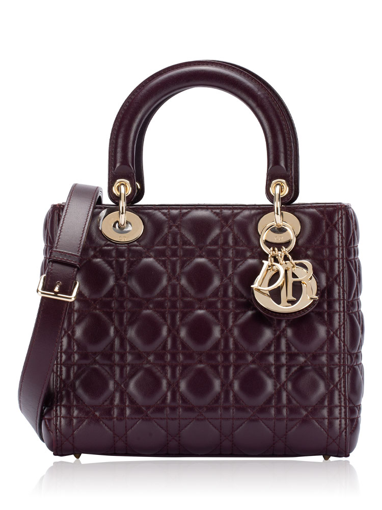 Lambskin Cannage Medium Lady Dior Deep Amaranth