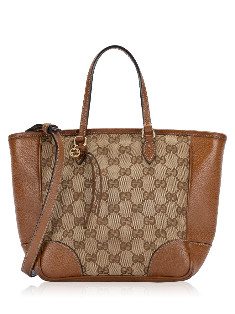 GG Canvas Bree Small Satchel Beige Brown