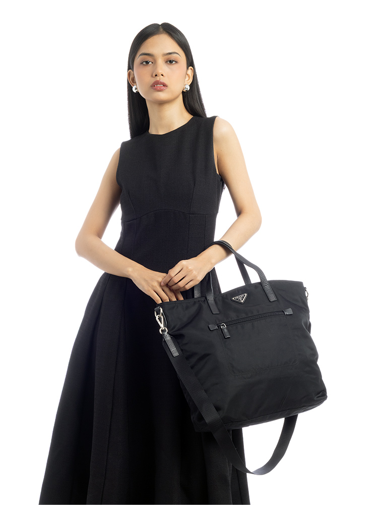 B2530T Tessuto Saffiano Tote Nero