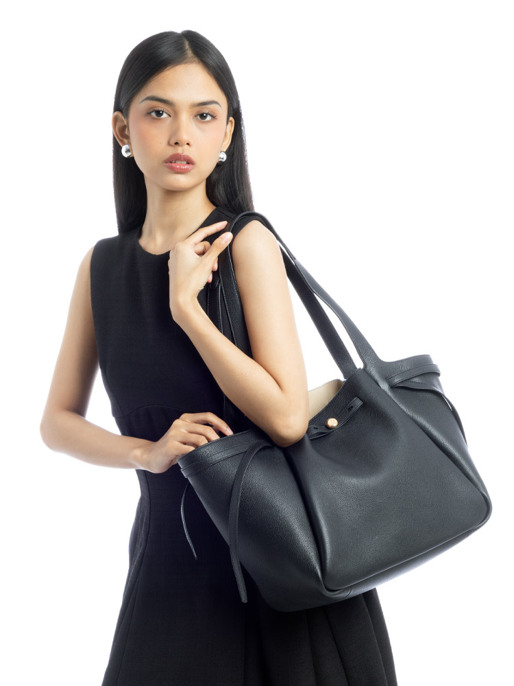 Romy Leather Tote Black