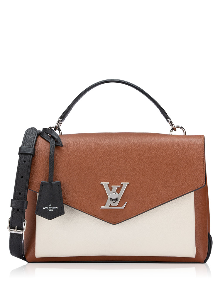 Soft Calfskin My Lockme Top Handle Caramel Creme Black