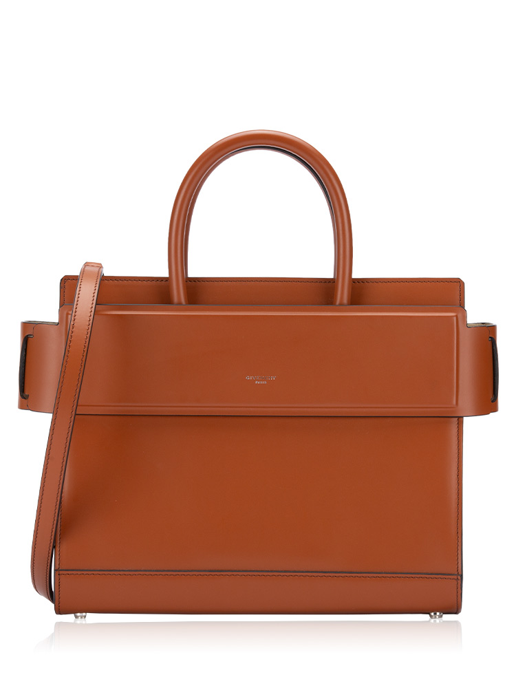 Smooth Calfskin Horizon Small Satchel Chestnut