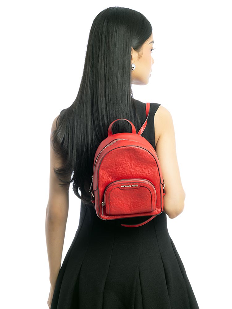 Jaycee Leather XS Convertible Backpack Bright Red