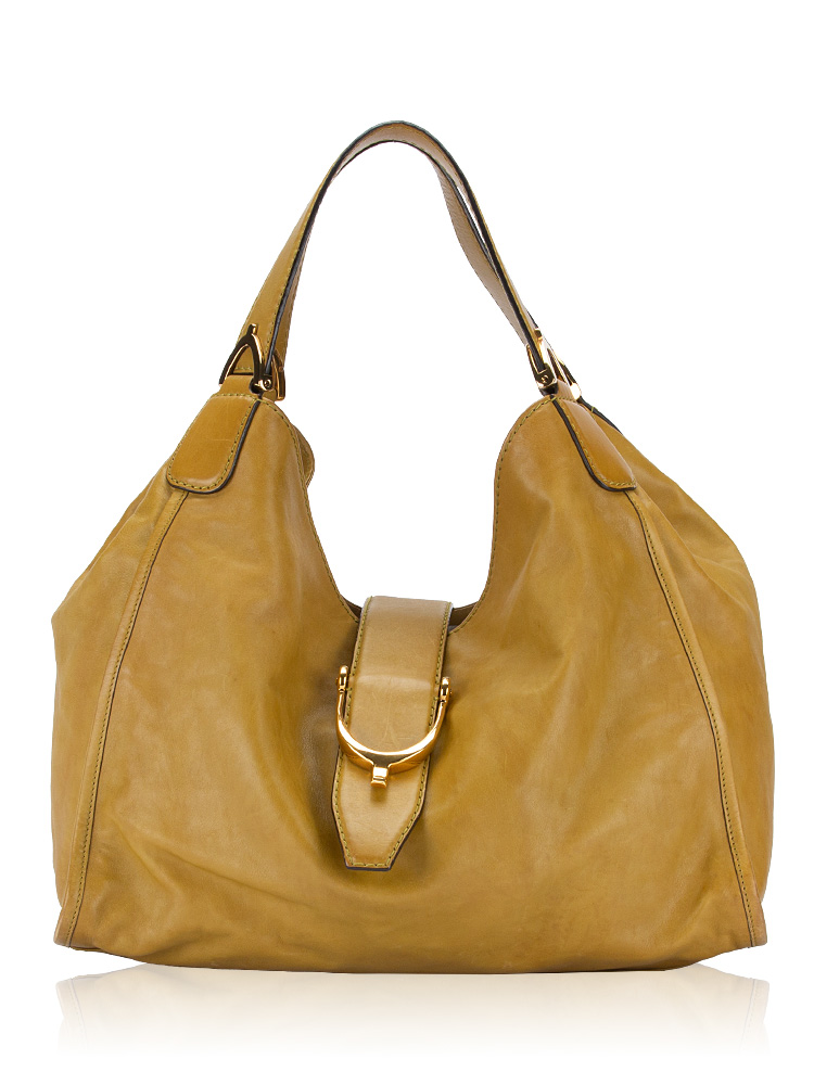 Soft Calfskin Stirrup Medium Hobo Mustard