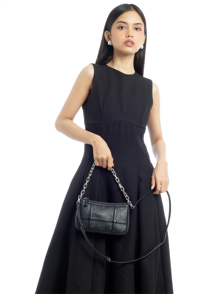 Visetos Nappa Delmy Mini Chain Shoulder Bag Black