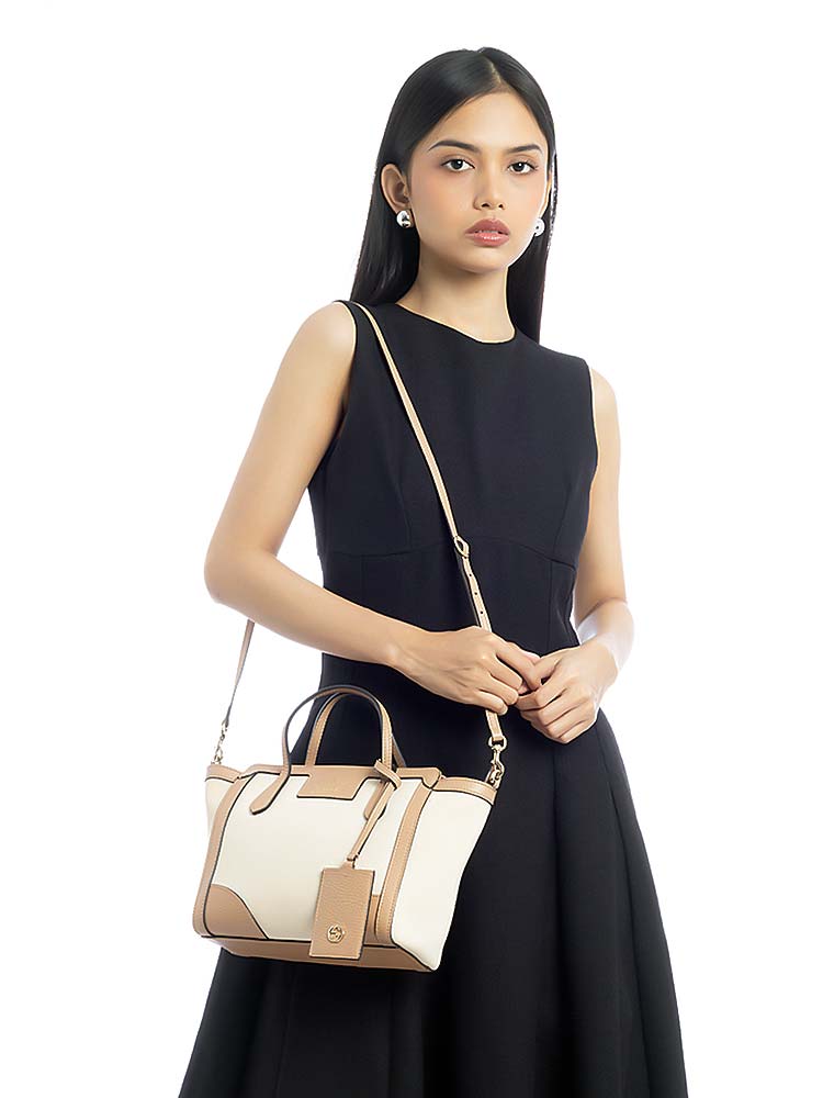 Canvas Swing Mini Top Handle Bag Natural Beige