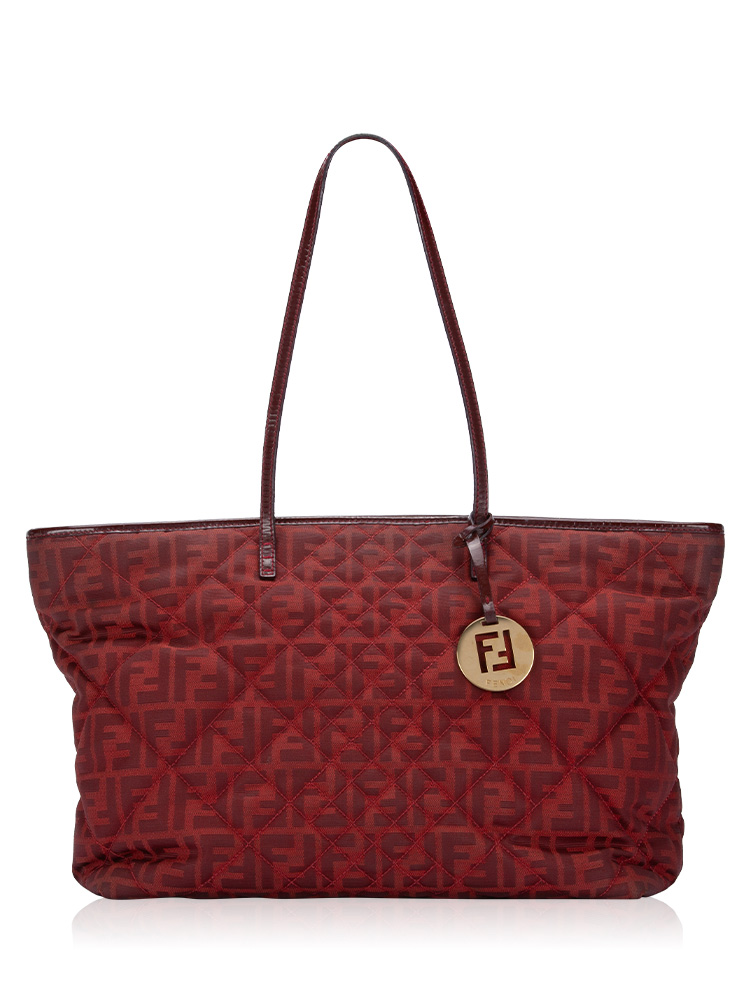 Canvas Quilted Zucca Roll Medium Tote Red